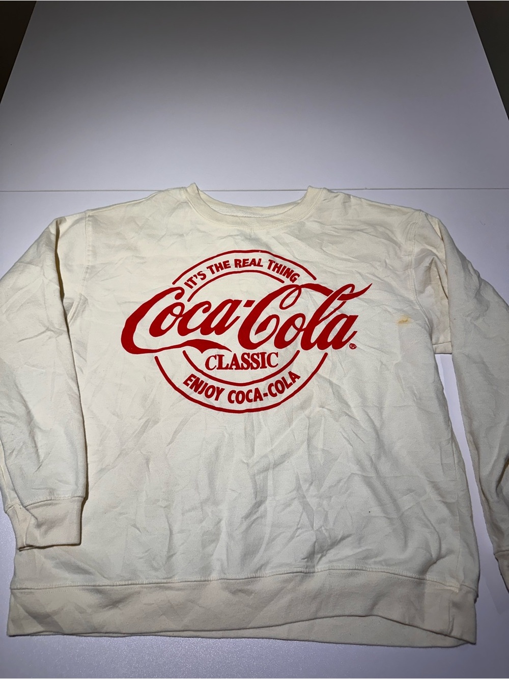 Coca-Cola Cream Crewneck Sweatshirt with Red Logo